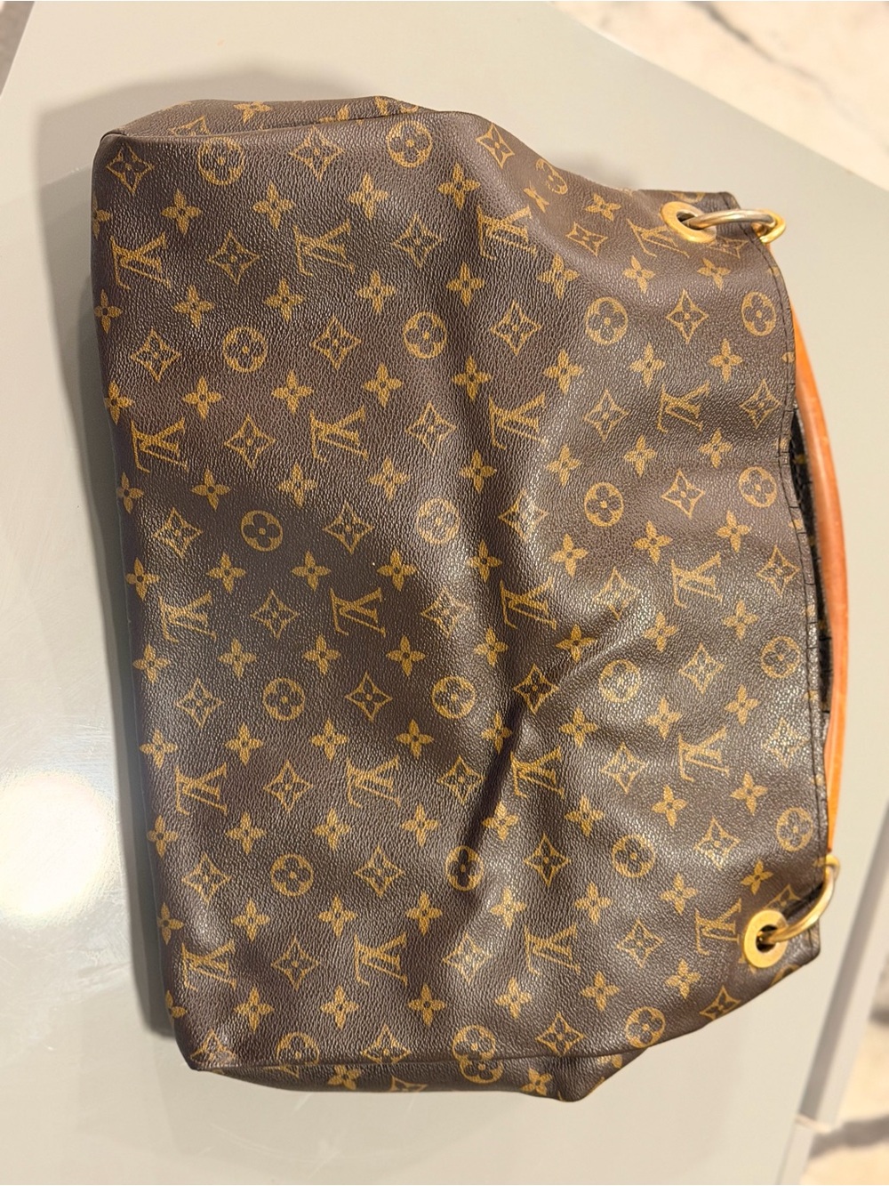 Louis Vuitton Monogram Hobo Shoulder Bag with Tan Leather Trim - Picture 2 of 7